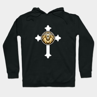 Lion Of Judah on the Cross Christian Logo Hoodie